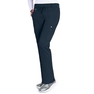 Greys Anatomy Womens 6 Pocket Mid-Rise Double Cargo Straight Leg Scrub Pants SM